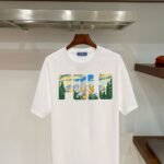 Polo Ralph‑Lauren Mountain‑Scenery Letter Print White Loose‑Fit Cotton Short‑Sleeve T‑Shirt In White