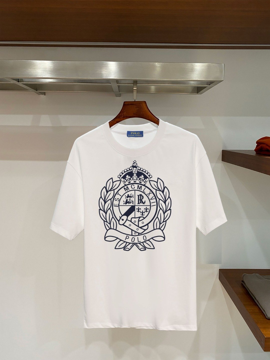 26081008-Ralph-Lauren-161 Polo Ralph‑Lauren Men's Coconut Island Anchor Print Crew‑Neck T‑Shirt Vintage Short‑Sleeve Cotton Tee White - Image 1