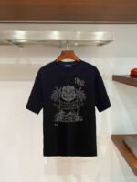 Polo Ralph‑Lauren Men's Coconut Island Anchor Print Crew‑Neck T‑Shirt Vintage Short‑Sleeve Cotton Tee