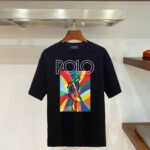 Polo Ralph Lauren Rainbow Burst Big‑Pony Graphic Crew‑Neck T‑Shirt POLO Letter Print Black