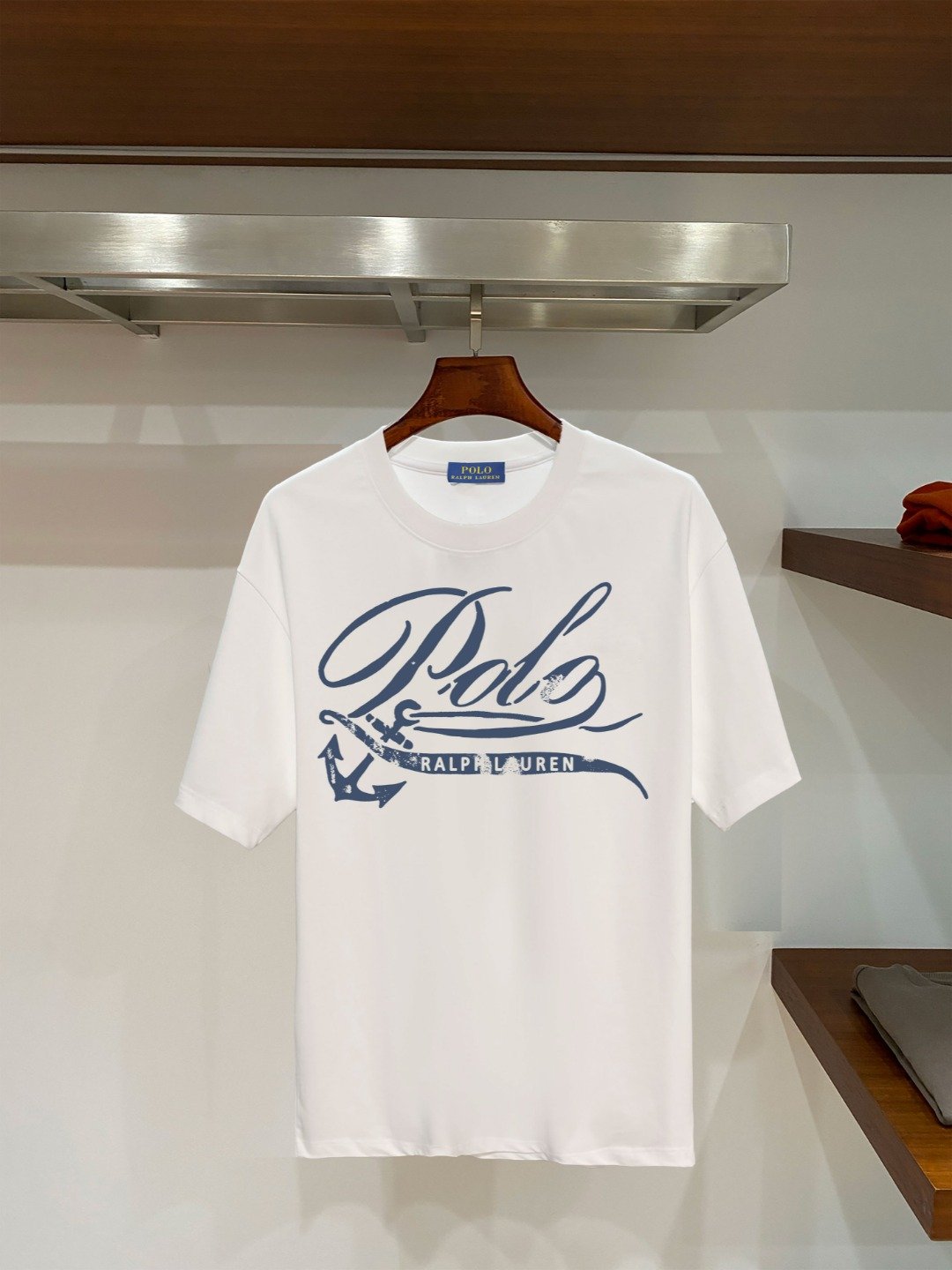26081217-Ralph-Lauren-Tee-09 Polo Ralph Lauren Men's Vintage Anchor Script‑Print Crew‑Neck T‑Shirt In White - Image 1