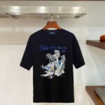 Polo Ralph Lauren Men's Tropical Island Landscape Print Crew‑Neck T‑Shirt 1967 Cotton Vacation In Black