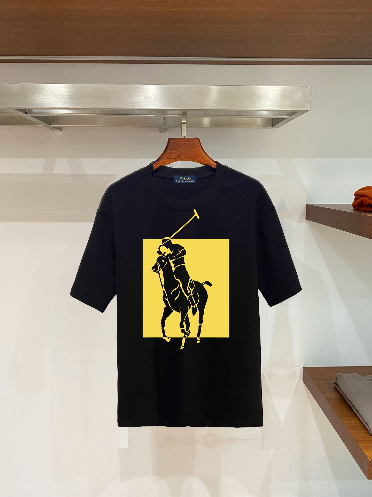 26081217-Ralph-Lauren-Tee-29 Polo Ralph Lauren Men's Square Pony Rider Graphic Print Crew‑Neck T‑Shirt Polo In Black - Image 1