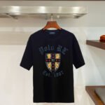 Polo Ralph Lauren Men Vintage Shield Lion Graphic T‑Shirt Polo RL Est.1967 In Black