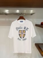 Polo Ralph Lauren Men Vintage Shield Lion Graphic T‑Shirt Polo RL Est.1967 In White