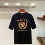 Ralph Lauren Polo RL Laurel Wreath Shield Crest Graphic T‑Shirt In Black