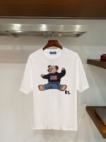 Ralph Lauren Pixel Polo Bear Graphic T‑Shirt RL Flag Bear In White