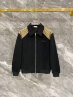 Gucci Black Monogram Spliced Gold‑Embroidered Logo Zip‑Up Jacket & Drawstring Sweatpants Tracksuit Set - Image 2