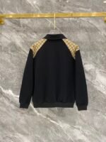 Gucci Black Monogram Spliced Gold‑Embroidered Logo Zip‑Up Jacket & Drawstring Sweatpants Tracksuit Set - Image 4