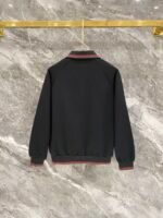 Gucci Black Web‑Striped Trim Green Embroidered Logo Zip‑Up Jacket & Drawstring Sweatpants Tracksuit Set - Image 4