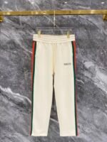 Gucci Beige Web‑Striped Trim Green Embroidered Logo Zip‑Up Jacket & Drawstring Sweatpants Tracksuit Set - Image 3