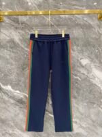 Gucci Navy Web‑Striped Trim Green Embroidered Logo Zip‑Up Jacket & Drawstring Sweatpants Tracksuit Set - Image 3