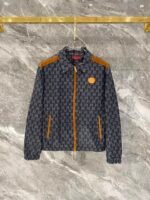 Gucci Men All‑Over Monogram Print Tan Spliced Badge Detail Zip‑Up Jacket & Drawstring Pants Outfit Set - Image 2