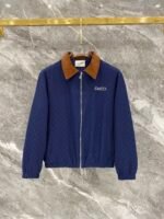 Gucci Men Navy Tone‑on‑Tone Monogram Jacquard Suede‑Look Contrast Collar Zip‑Up Jacket & Drawstring Pants  Outfit Set - Image 2