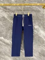 Gucci Men Navy Tone‑on‑Tone Monogram Jacquard Suede‑Look Contrast Collar Zip‑Up Jacket & Drawstring Pants  Outfit Set - Image 3