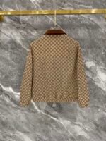 Gucci Men Khaki All‑Over Monogram Jacquard Suede‑Look Contrast Collar Zip‑Up Jacket & Drawstring Pants Outfit Set - Image 5