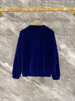 Gucci Men Royal Blue Velvet Monogram‑Patchwork Collar & Pocket Zip‑Up Jacket & Drawstring Pants Outfit Set - Image 5