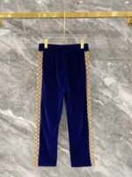 Gucci Men Royal Blue Velvet Monogram‑Patchwork Collar & Pocket Zip‑Up Jacket & Drawstring Pants Outfit Set - Image 6