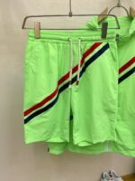 Gucci Men Bright Green Hooded Zip‑Up Jacket & Drawstring Waist Shorts Set Diagonal Contrast Webbing Badge - Image 3