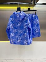 Gucci Royal‑Blue All‑Over Monogram Maple Leaf Geometric Print Hooded Zip‑Up Jacket & Drawstring Shorts 2pcs Set - Image 2