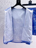 Gucci Royal‑Blue All‑Over Monogram Maple Leaf Geometric Print Hooded Zip‑Up Jacket & Drawstring Shorts 2pcs Set - Image 3