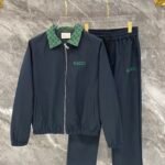 Gucci Men Windbreaker Tracksuit Set GG Monogram Collar Zip‑Up Jacket Straight‑Leg Pants 2pcs Set Outfit