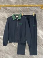 Gucci Men Windbreaker Tracksuit Set GG Monogram Collar Zip‑Up Jacket Straight‑Leg Pants 2pcs Set Outfit