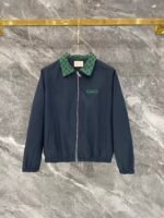 Gucci Men Windbreaker Tracksuit Set GG Monogram Collar Zip‑Up Jacket Straight‑Leg Pants 2pcs Set Outfit - Image 2