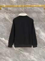 Gucci Men Knit Tracksuit Set Color‑Block Collar Zip‑Up Jacket Straight‑Leg Sweatpants 2pcs Black Outfit - Image 4