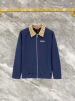 Gucci Men Knit Tracksuit Set Monogram Collar Zip‑Up Jacket Straight‑Leg Sweatpants 2pcs Navy Outfit - Image 2