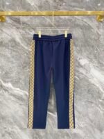 Gucci Men Knit Tracksuit Set Monogram Collar Zip‑Up Jacket Straight‑Leg Sweatpants 2pcs Navy Outfit - Image 5