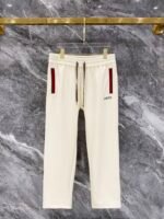 Gucci Men Knit Tracksuit Set Web Stripe Baseball Collar Zip‑Up Jacket Straight‑Leg Sweatpants 2pcs Off‑White Outfit - Image 3