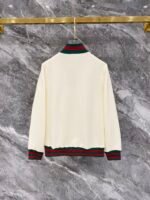 Gucci Men Knit Tracksuit Set Web Stripe Baseball Collar Zip‑Up Jacket Straight‑Leg Sweatpants 2pcs Off‑White Outfit - Image 4