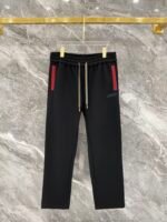 Gucci Men Knit Tracksuit Set Web Stripe Baseball Collar Zip‑Up Jacket Straight‑Leg Sweatpants 2pcs Black Outfit - Image 5