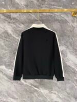 Gucci Men Knit Tracksuit Set Color‑Block Collar Zip‑Up Jacket Straight‑Leg Sweatpants 2pcs Black‑White Outfit - Image 4