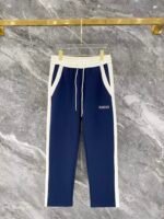 Gucci Men Knit Tracksuit Set Color‑Block Collar Zip‑Up Jacket Straight‑Leg Sweatpants 2pcs Navy‑White Outfit - Image 3