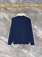 Gucci Men Knit Tracksuit Set Color‑Block Collar Zip‑Up Jacket Straight‑Leg Sweatpants 2pcs Navy‑White Outfit - Image 4