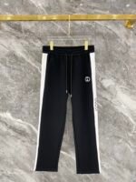 Gucci Men Knit Tracksuit Set Stand Collar Zip‑Up Jacket Interlocking G Embroidery Straight‑Leg Sweatpants 2pcs Black‑White Outfit - Image 3