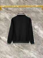 Gucci Men Knit Tracksuit Set Stand Collar Zip‑Up Jacket Interlocking G Embroidery Straight‑Leg Sweatpants 2pcs Black‑White Outfit - Image 4