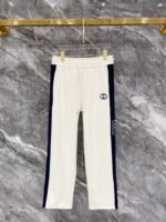 Gucci Men Interlocking G Embroidery Lapel Zip‑Up Tracksuit 2pcs Set Off‑White Navy Outfit - Image 3