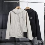Arc'Teryx Softshell Hooded Jacket Windproof Water‑Resistant Full Zip Outdoor Hiking Casual Coat