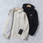 Arc'Teryx Softshell Hooded Jacket Windproof Water Repellent Lined Full Zip Outdoor Hiking Coat