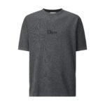 Dior Dark Grey Oversized Drop‑Shoulder Short‑Sleeve T‑Shirt Chest Minimal Letter Print Casual Loose‑Fit Tee