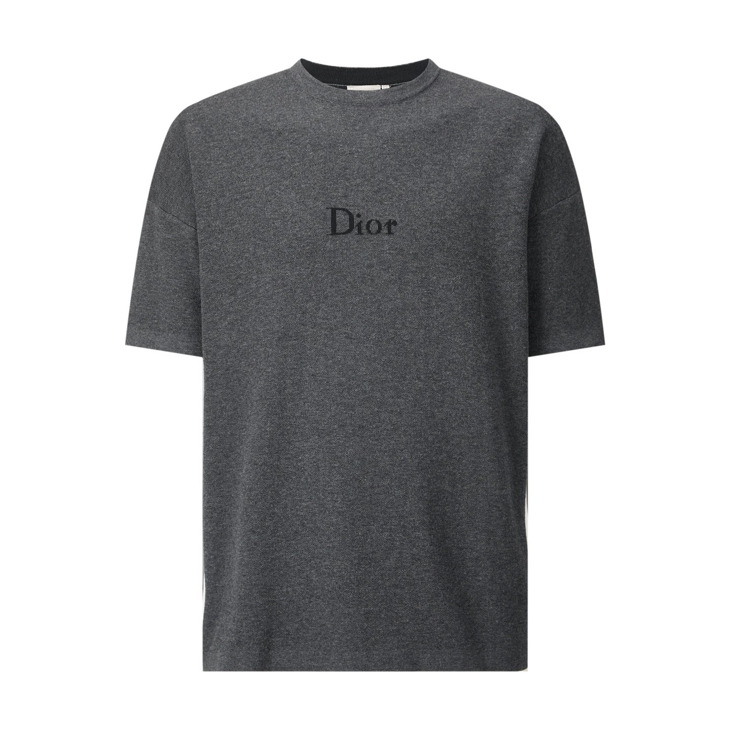 268503-Dior-Short-Sleeve-01 Dior Dark Grey Oversized Drop‑Shoulder Short‑Sleeve T‑Shirt Chest Minimal Letter Print Casual Loose‑Fit Tee - Image 1