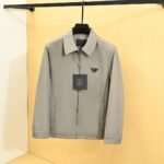 Prada Triangle‑Logo Lapel Collar Zip‑Up Jacket Lightweight Business Casual Coat - Image 3