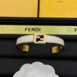 Fendi Enamel Cuff Bangle Gold‑Tone Double‑F Logo Open C‑Shape Bracelet - Image 6