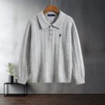 Polo Ralph Lauren Cable Knit Polo Sweater Collared Long Sleeve Pullover with Pony Embroidery - Image 2