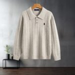 Polo Ralph Lauren Cable Knit Polo Sweater Collared Long Sleeve Pullover with Pony Embroidery - Image 4