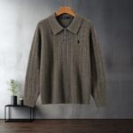 Polo Ralph Lauren Cable Knit Polo Sweater Collared Long Sleeve Pullover with Pony Embroidery - Image 3