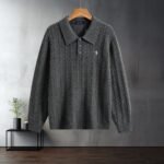 Polo Ralph Lauren Cable Knit Polo Sweater Collared Long Sleeve Pullover with Pony Embroidery - Image 5
